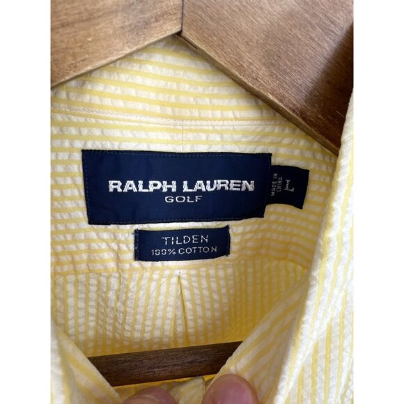 Ralph Lauren Golf Tilden Striped Button-Down Short Sleeve Classic Fit Shirt Sz L - Picture 5 of 9